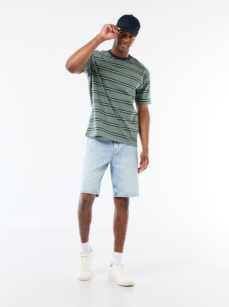 Basic gestreept T-shirt Groen - Kiabi