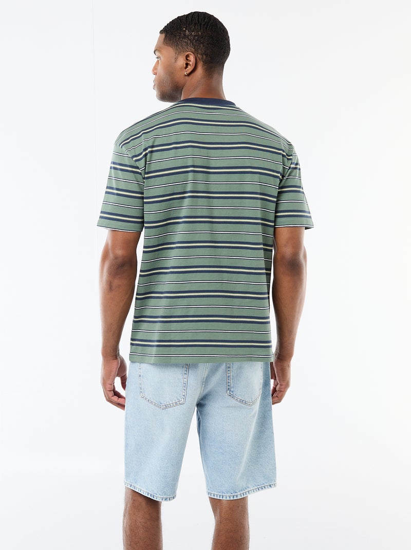 Basic gestreept T-shirt Groen - Kiabi