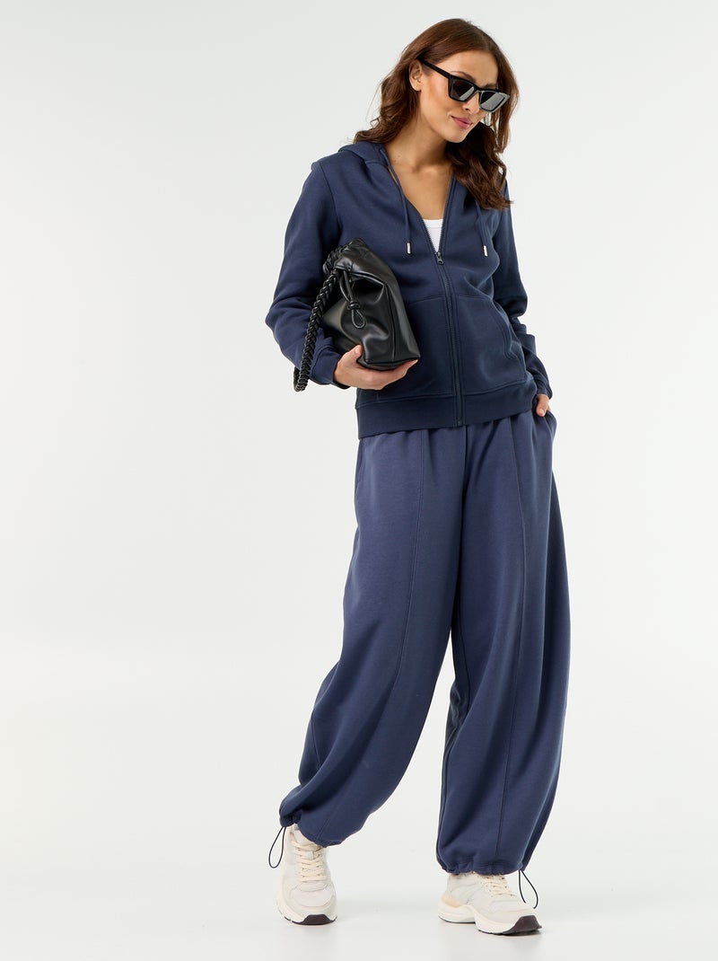 Basic hoodie met rits Blauw - Kiabi