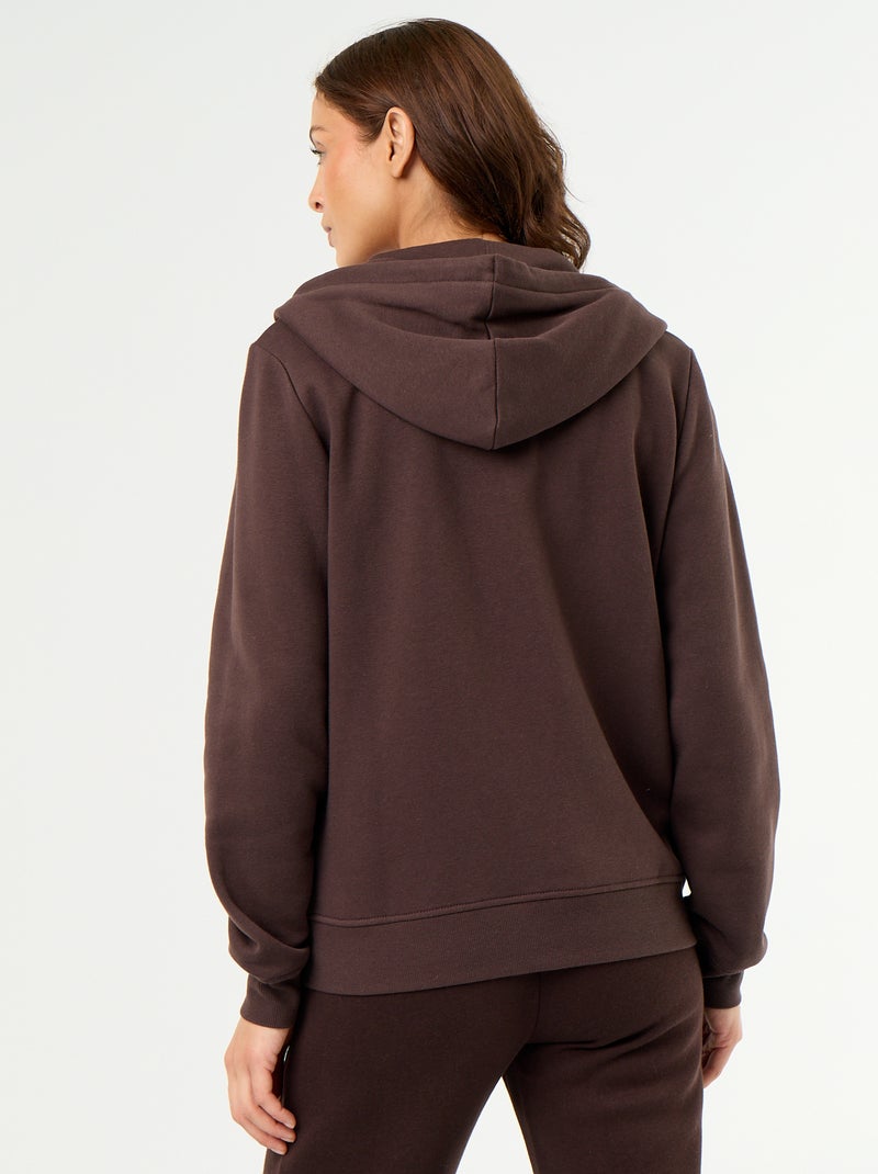 Basic hoodie met rits Bruin - Kiabi