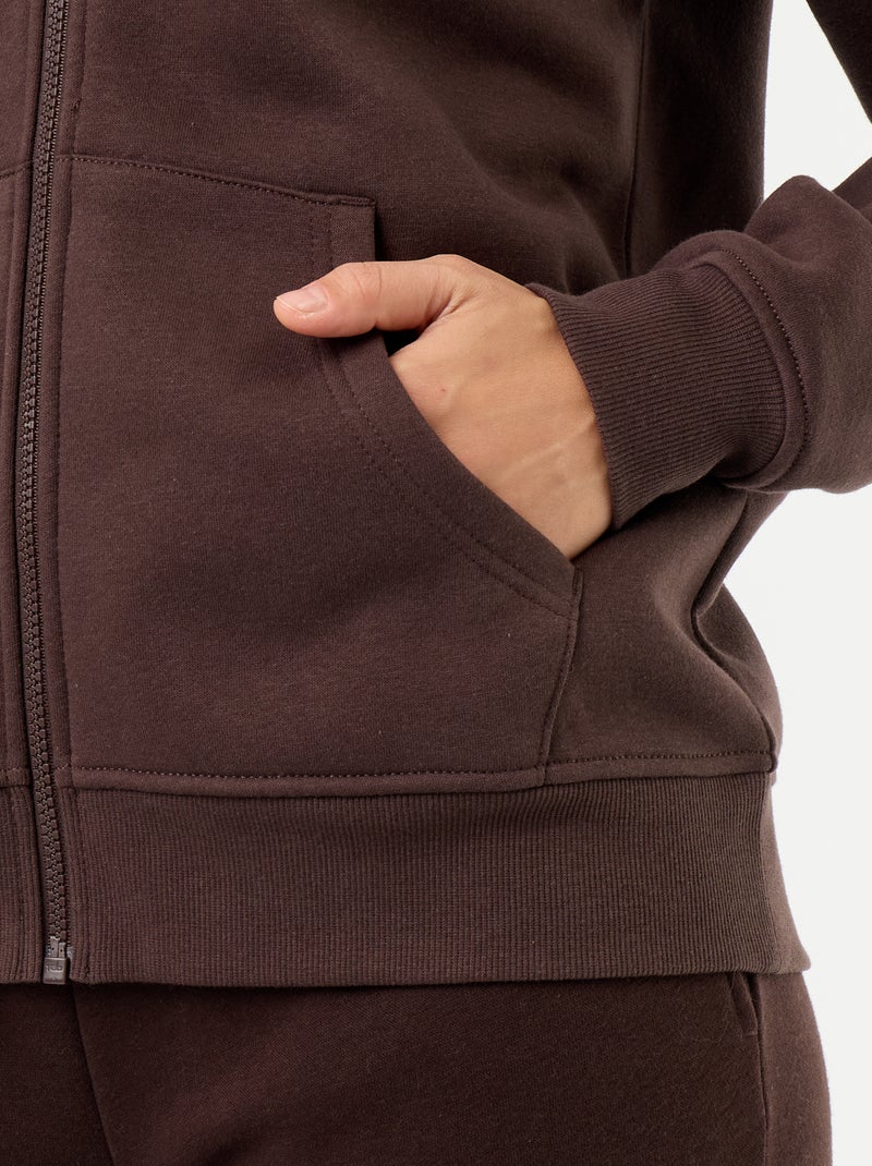Basic hoodie met rits Bruin - Kiabi