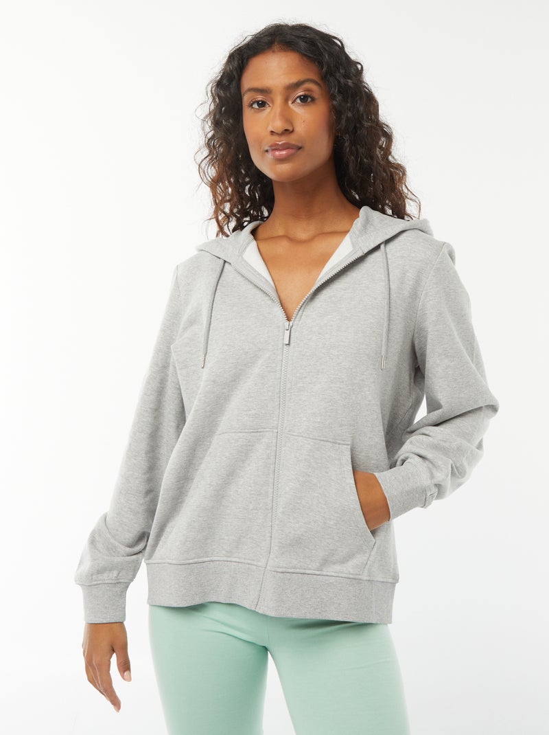 Basic hoodie met rits Grijs - Kiabi