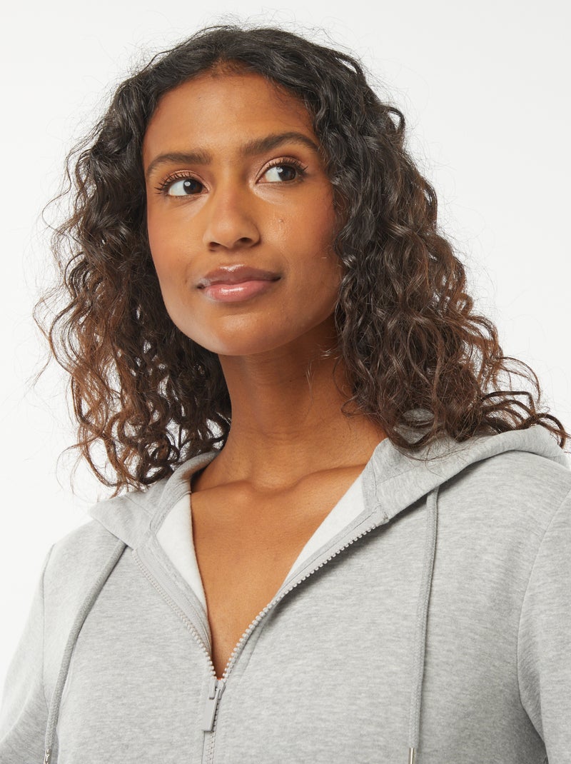 Basic hoodie met rits Grijs - Kiabi