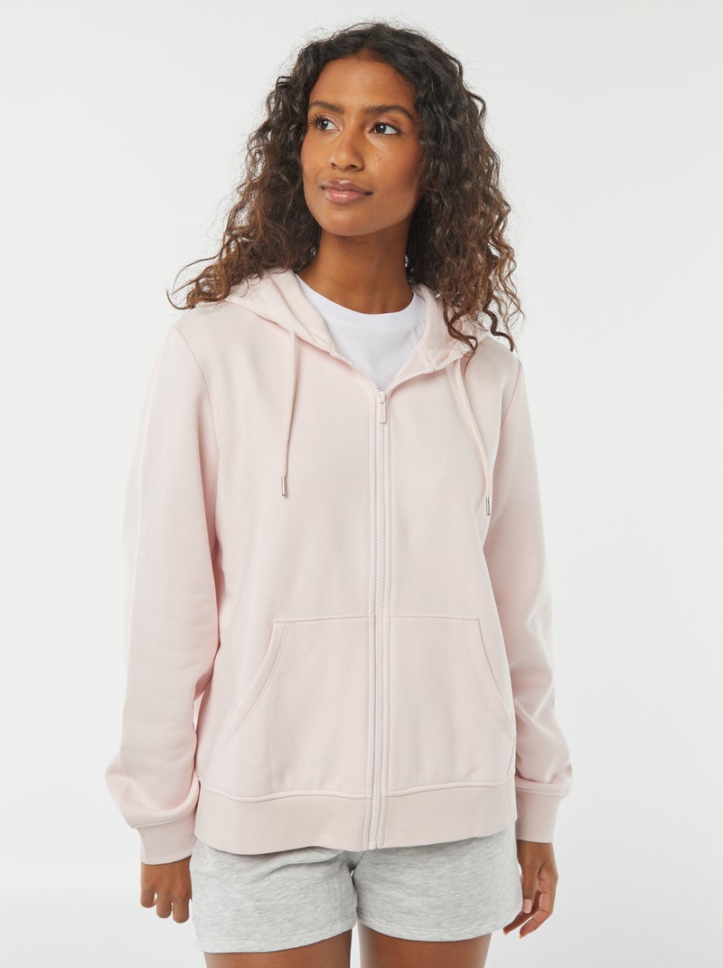 Basic hoodie met rits Rose - Kiabi