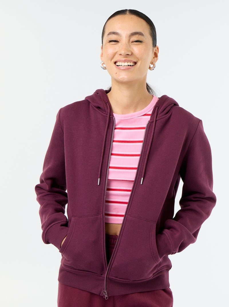 Basic hoodie met rits Rose - Kiabi