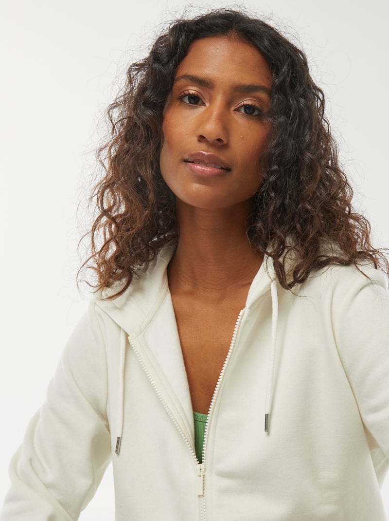 Basic hoodie met rits Wit - Kiabi