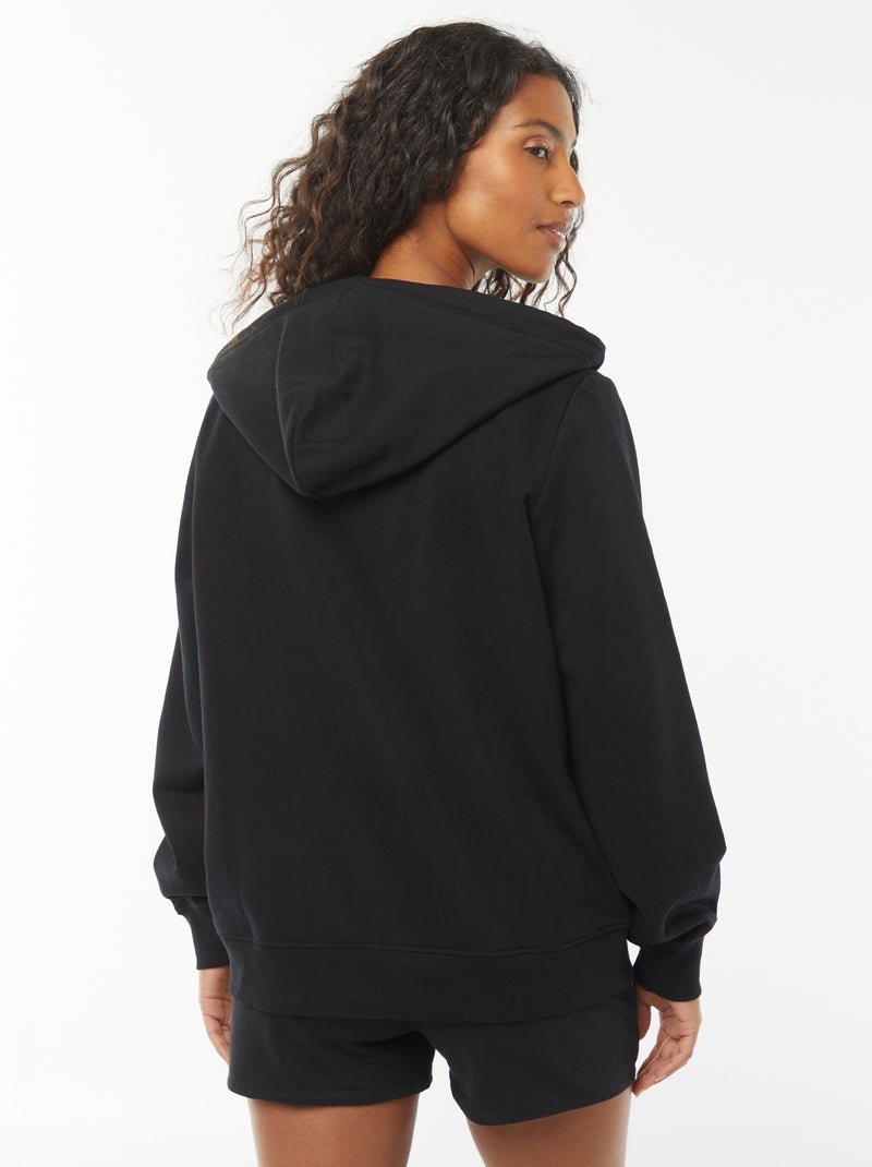 Basic hoodie met rits zwart - Kiabi