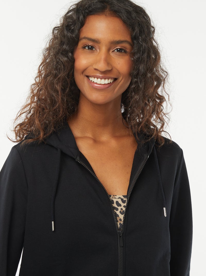 Basic hoodie met rits zwart - Kiabi