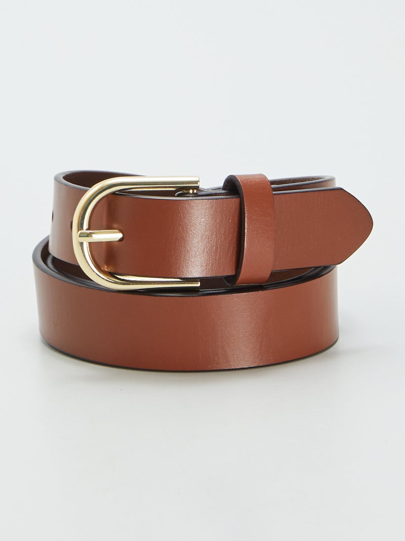 Basic leren riem BRUIN - Kiabi