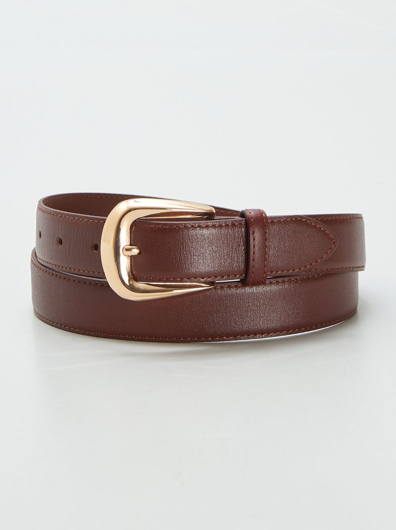 Basic leren riem BRUIN - Kiabi