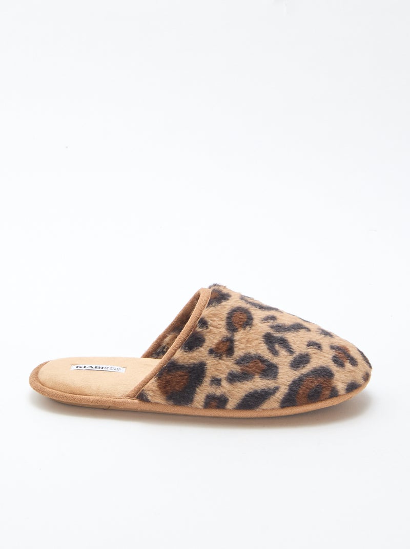 Basic pantoffels van imitatiebont Bruin - Kiabi