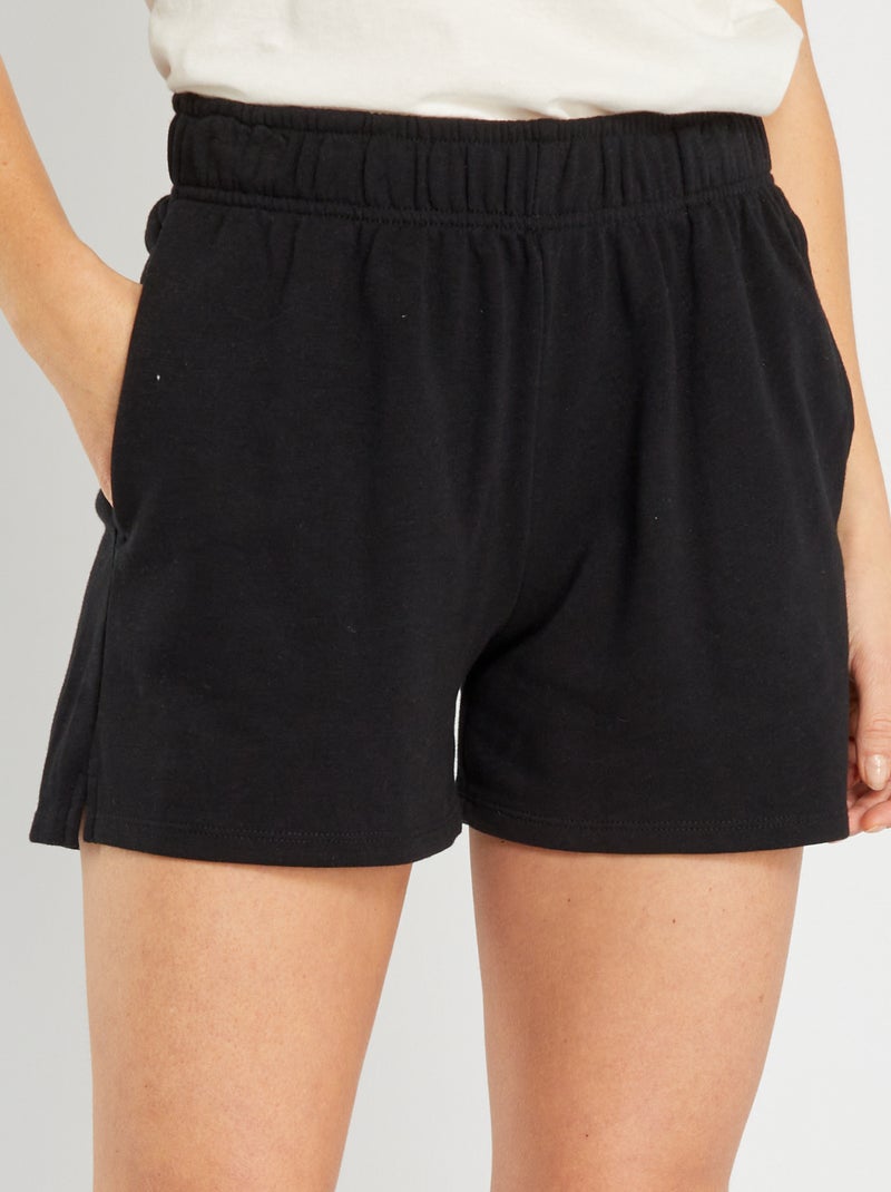 Basic short van joggingstof zwart - Kiabi