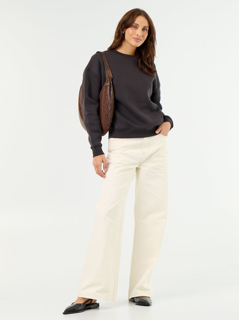 Basic sweater van molleton Zwart - Kiabi