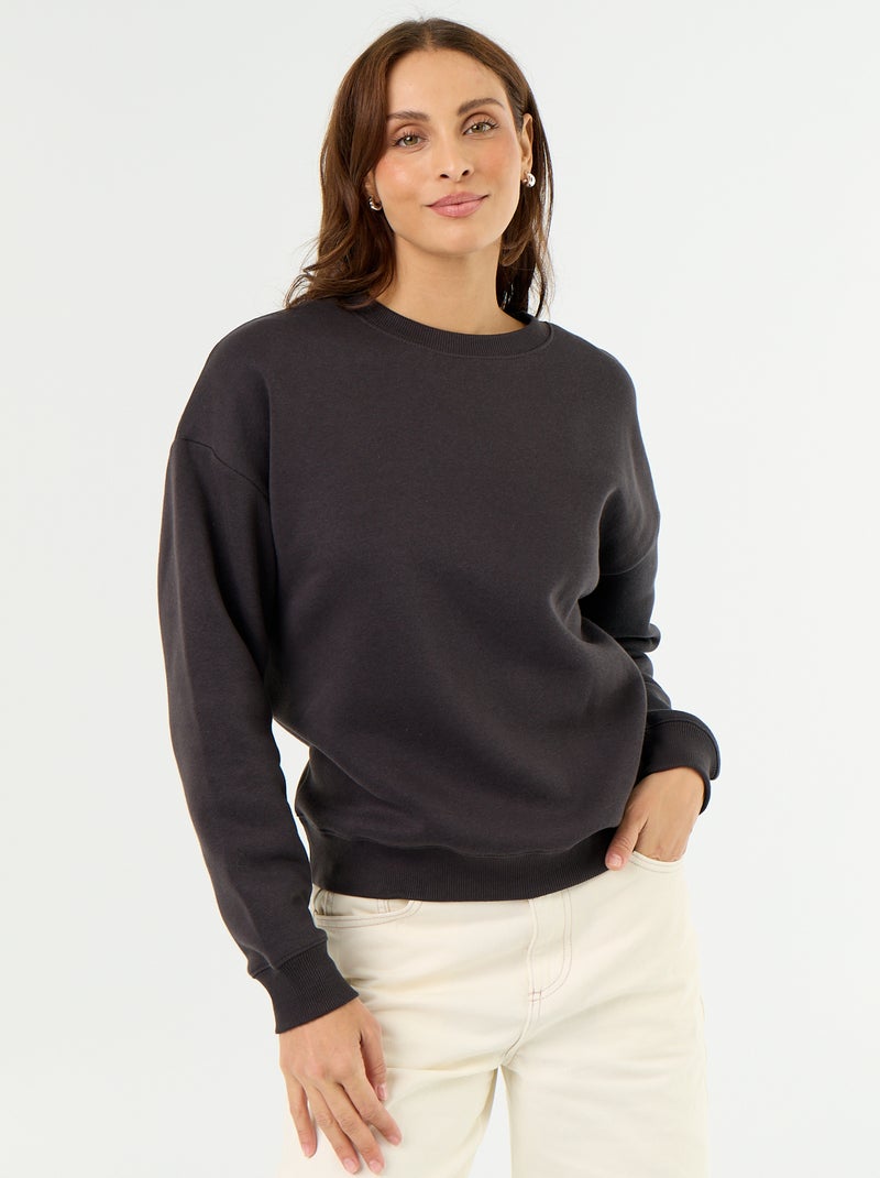 Basic sweater van molleton Zwart - Kiabi