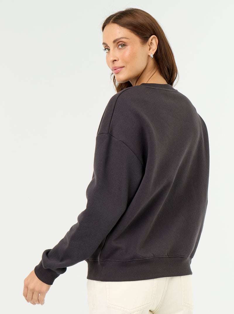 Basic sweater van molleton Zwart - Kiabi