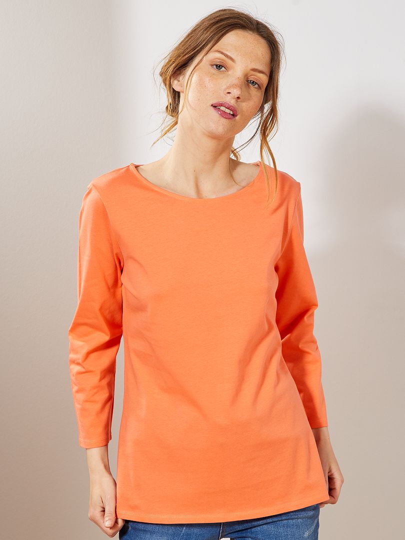 Basic T Shirt Met Boothals Oranje Kiabi 4 00