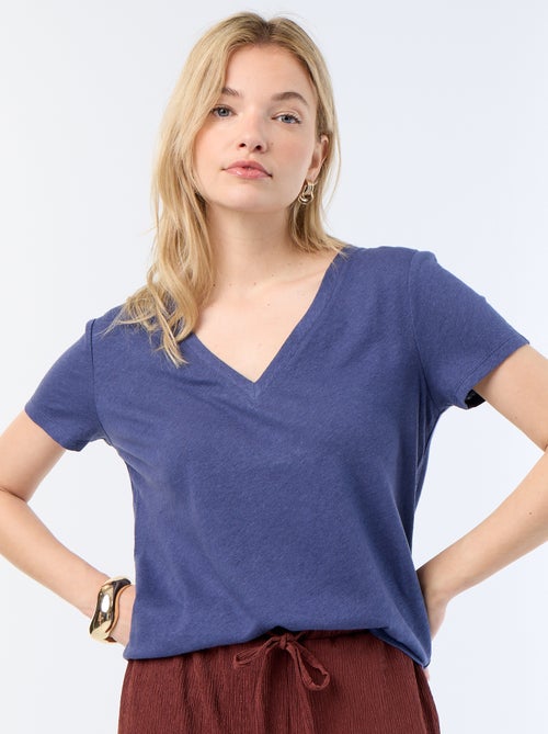 Basic T-shirt met korte mouwen en V-hals - Kiabi