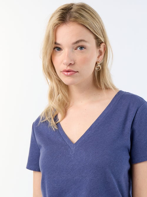 Basic T-shirt met korte mouwen en V-hals - Kiabi