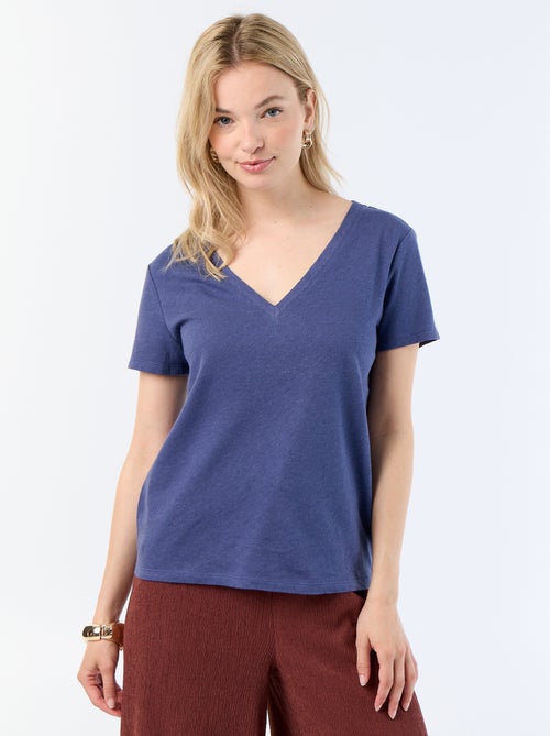 Basic T-shirt met korte mouwen en V-hals - Kiabi