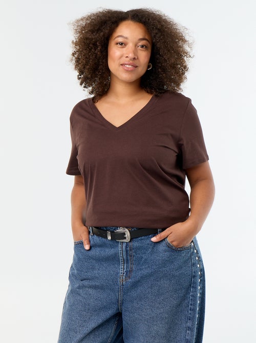 Basic T-shirt met korte mouwen en V-hals - Kiabi