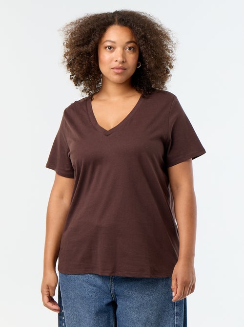 Basic T-shirt met korte mouwen en V-hals - Kiabi