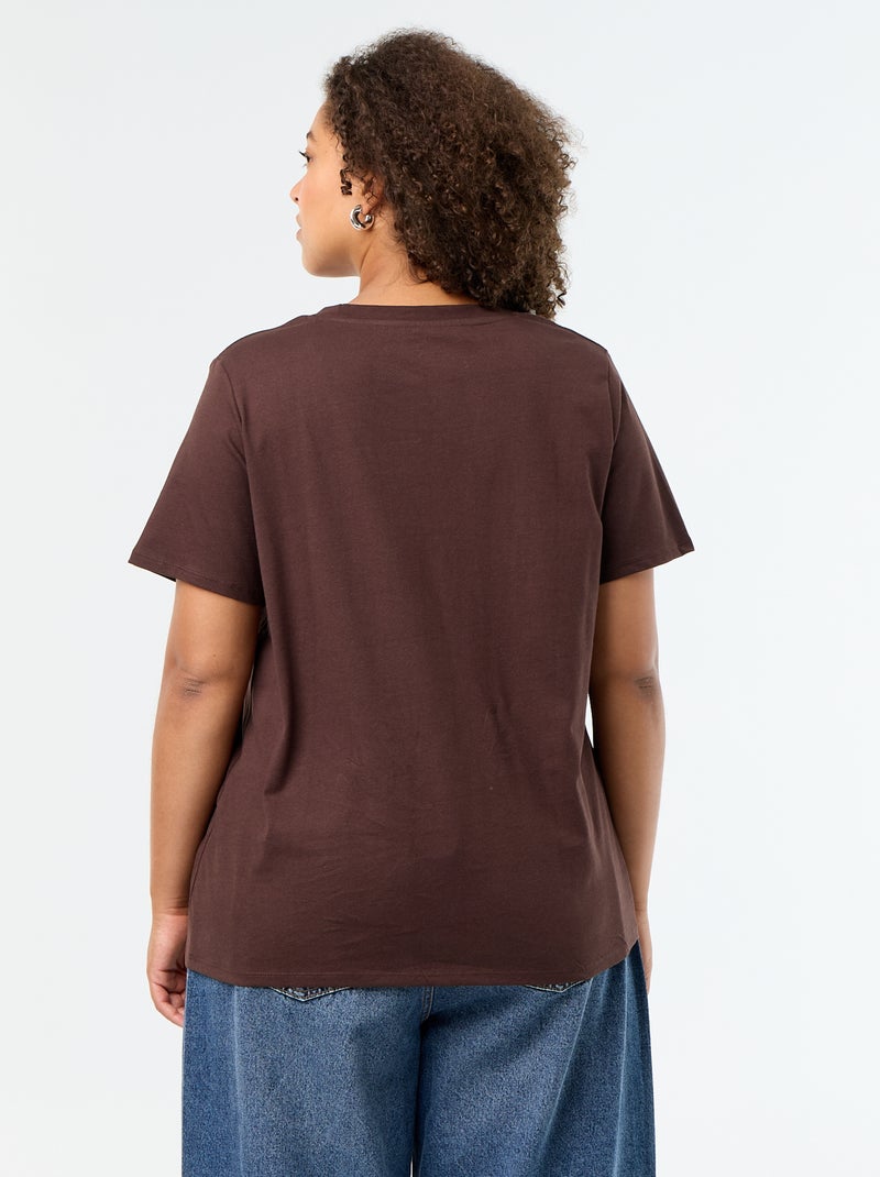 Basic T-shirt met korte mouwen en V-hals Bruin - Kiabi