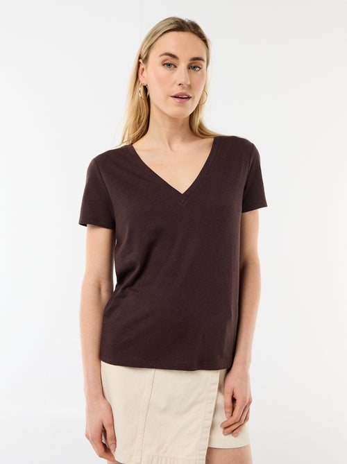 Basic T-shirt met korte mouwen en V-hals - Kiabi
