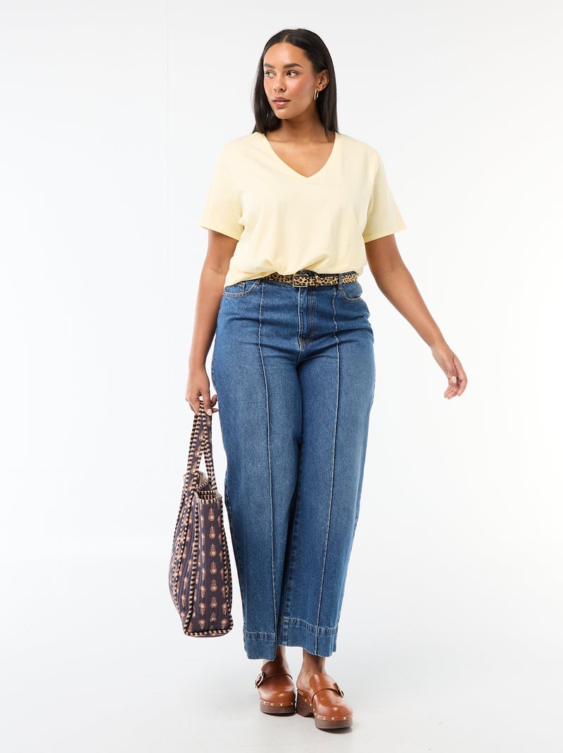 Basic T-shirt met korte mouwen en V-hals Geel - Kiabi