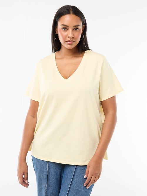Basic T-shirt met korte mouwen en V-hals - Kiabi