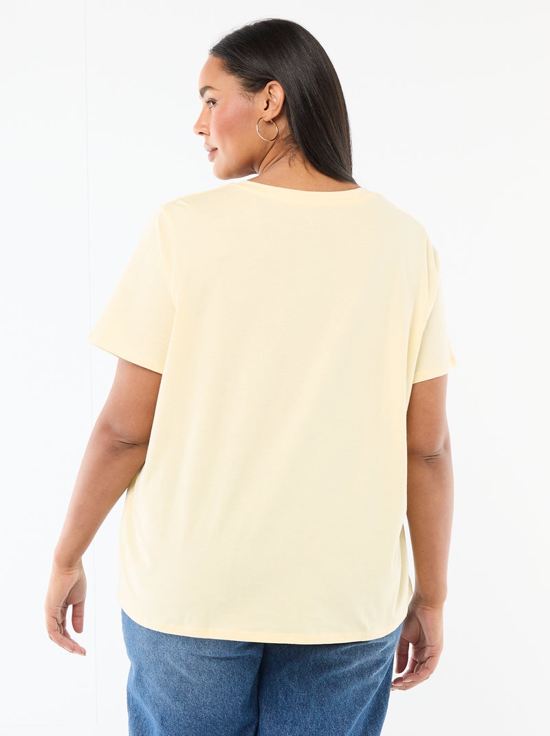 Basic T-shirt met korte mouwen en V-hals Geel - Kiabi