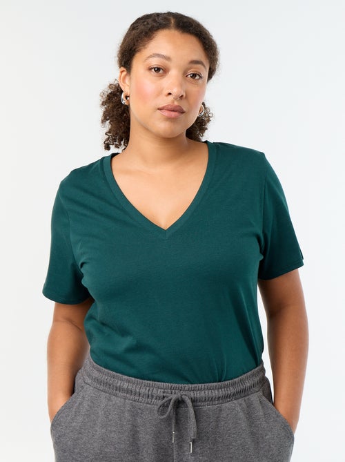Basic T-shirt met korte mouwen en V-hals - Kiabi