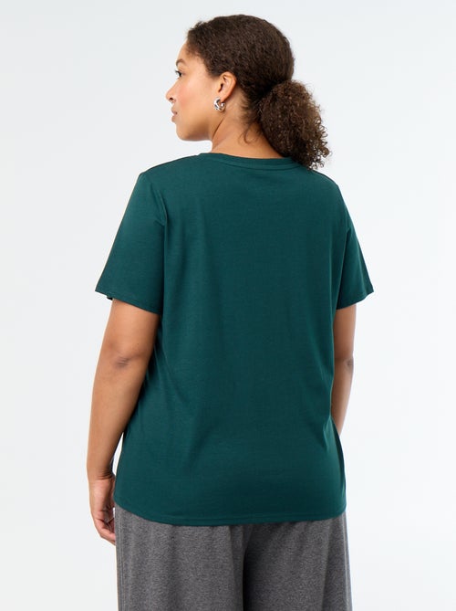 Basic T-shirt met korte mouwen en V-hals - Kiabi