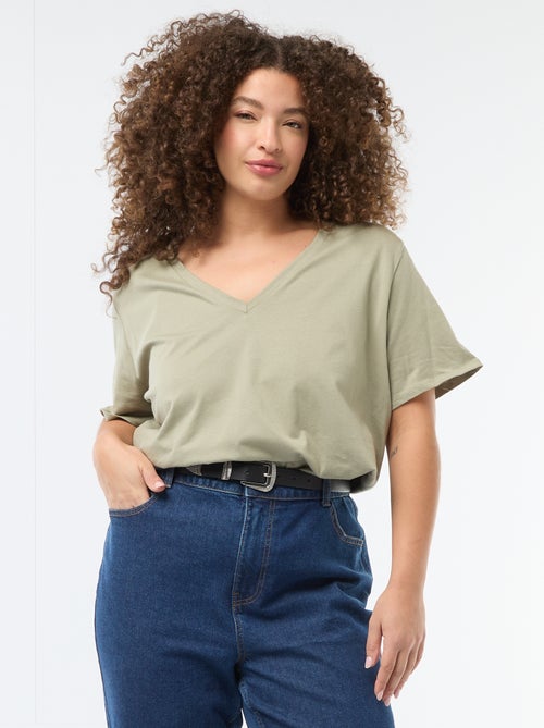 Basic T-shirt met korte mouwen en V-hals - Kiabi