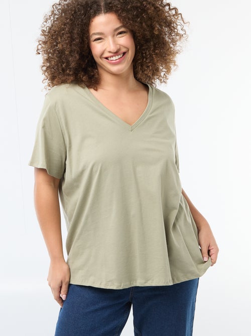Basic T-shirt met korte mouwen en V-hals - Kiabi