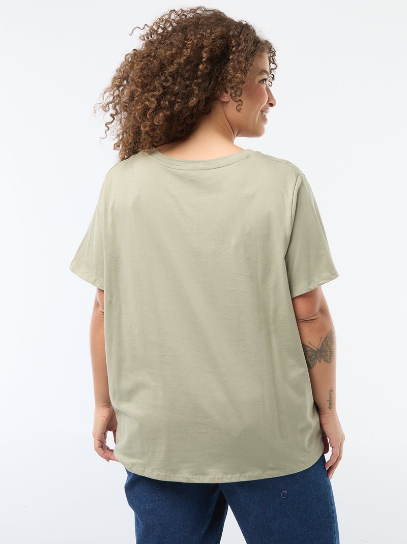 Basic T-shirt met korte mouwen en V-hals Groen - Kiabi