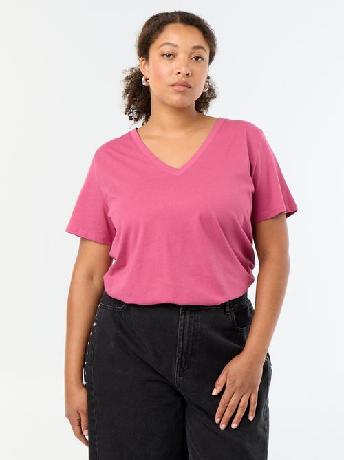 Basic T-shirt met korte mouwen en V-hals - Kiabi