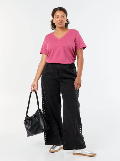 Basic T-shirt met korte mouwen en V-hals - Kiabi
