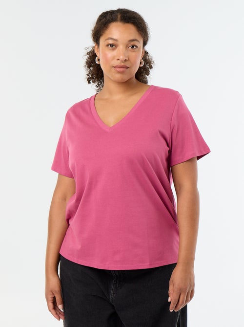 Basic T-shirt met korte mouwen en V-hals - Kiabi