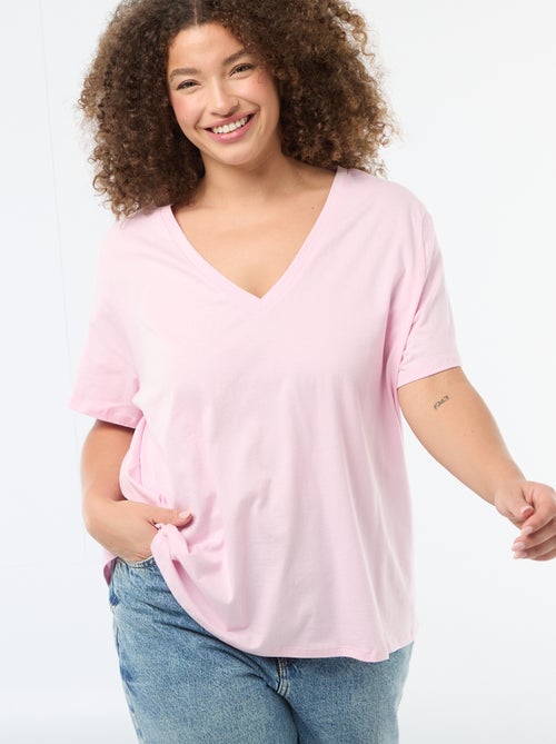 Basic T-shirt met korte mouwen en V-hals - Kiabi