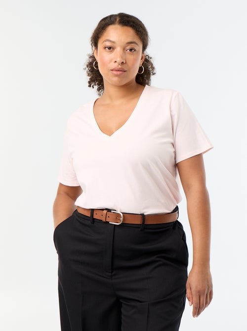 Basic T-shirt met korte mouwen en V-hals - Kiabi