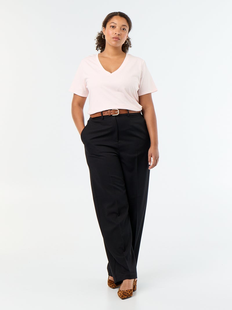 Basic T-shirt met korte mouwen en V-hals Rose - Kiabi