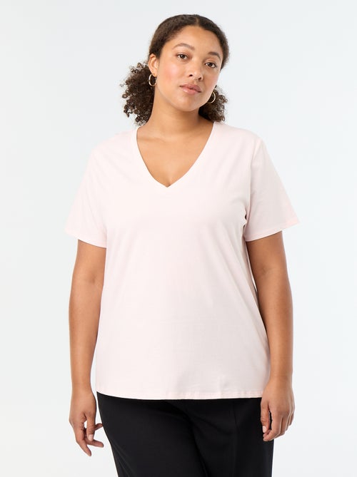 Basic T-shirt met korte mouwen en V-hals - Kiabi