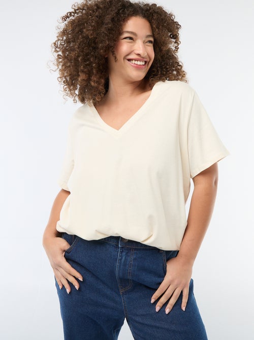 Basic T-shirt met korte mouwen en V-hals - Kiabi