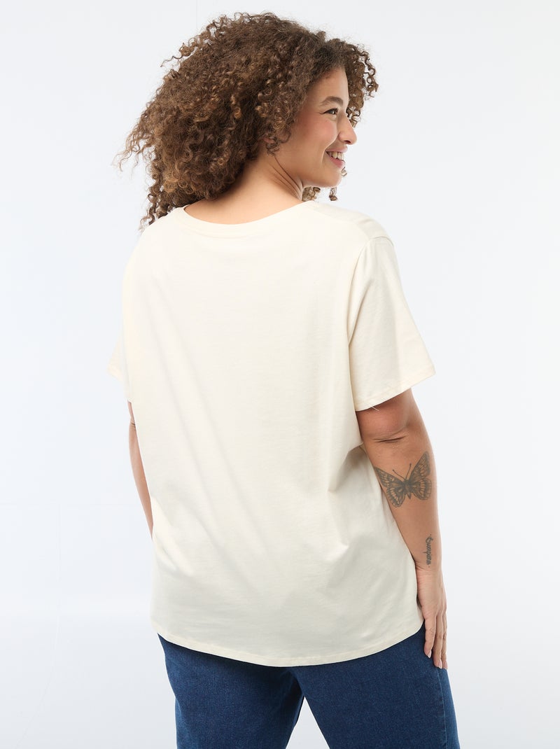 Basic T-shirt met korte mouwen en V-hals Wit - Kiabi