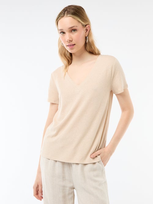 Basic T-shirt met korte mouwen en V-hals - Kiabi