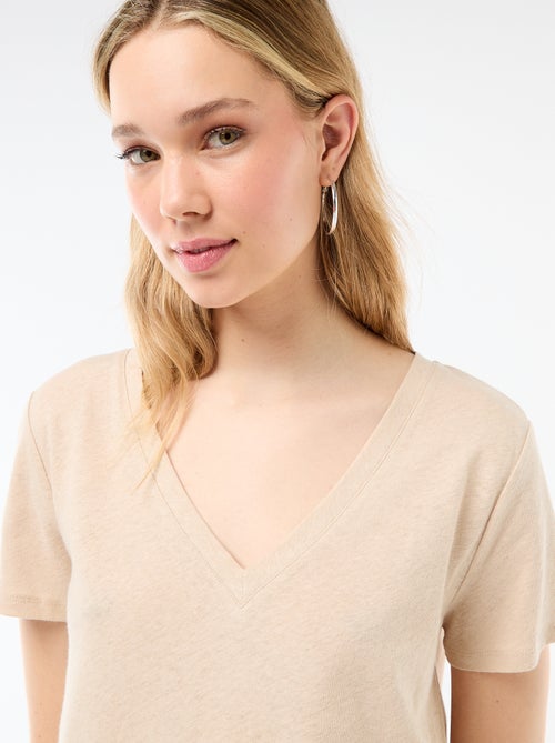 Basic T-shirt met korte mouwen en V-hals - Kiabi