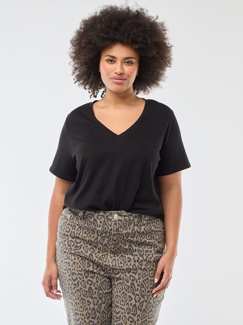 Basic T-shirt met korte mouwen en V-hals - Kiabi