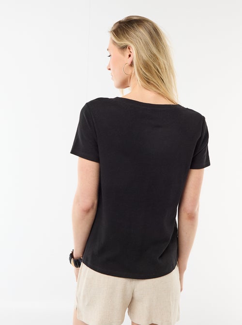 Basic T-shirt met korte mouwen en V-hals - Kiabi