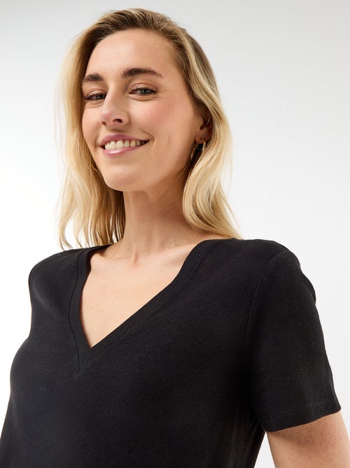 Basic T-shirt met korte mouwen en V-hals - Kiabi