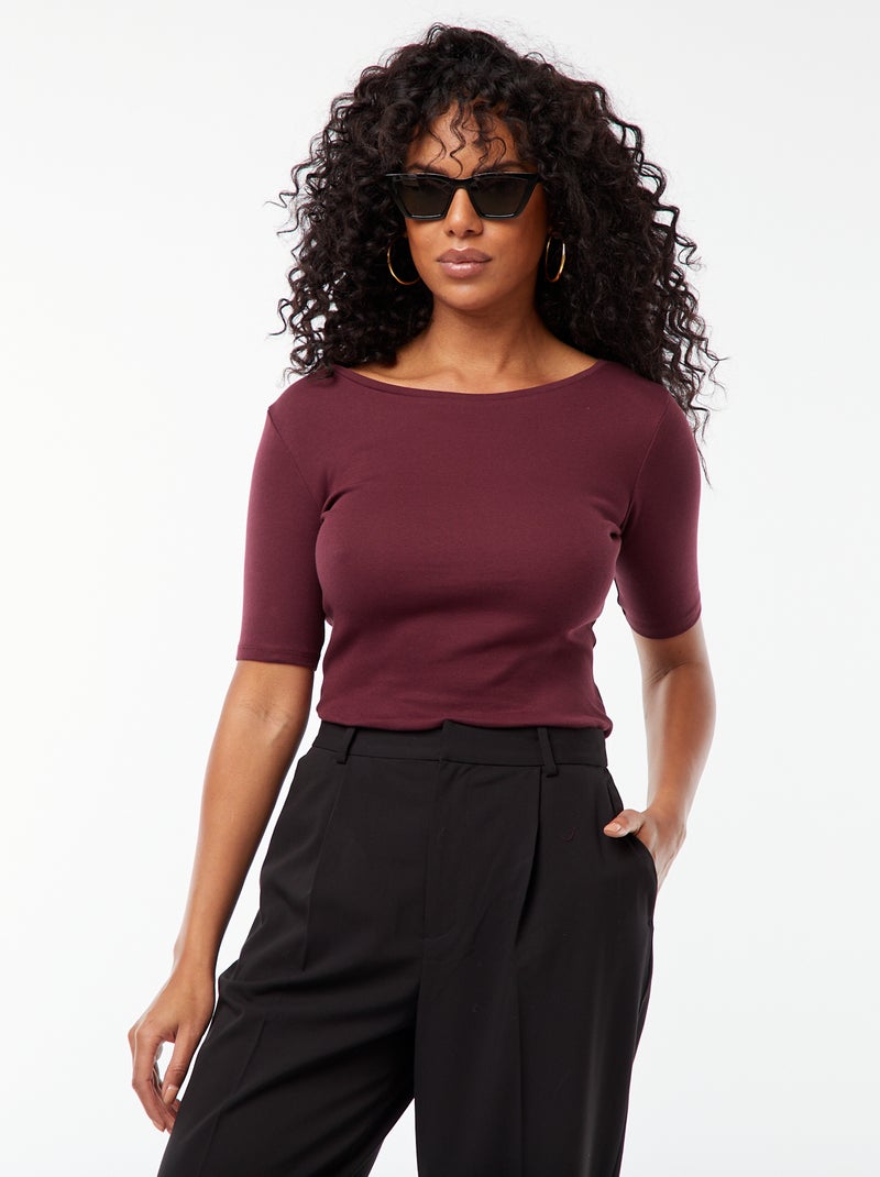 Basic T-shirt met korte mouwen Rood - Kiabi